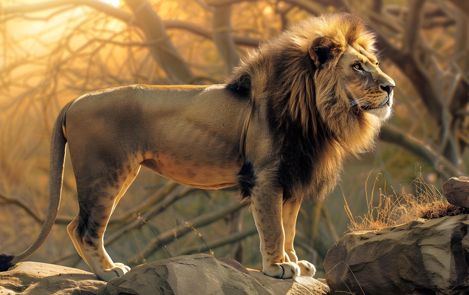 Majestic Lion in Golden Sunlight