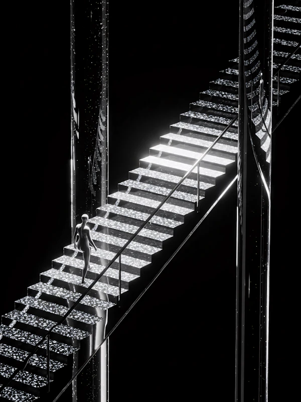Luminous Staircase Scene