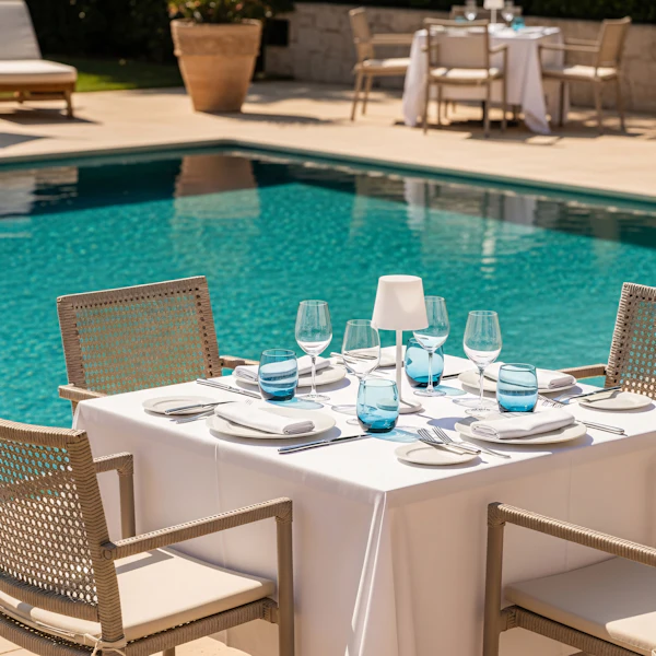 Poolside Dining Setup