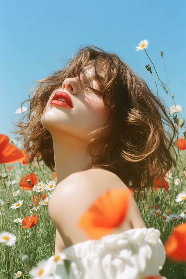 Woman in Flower Field